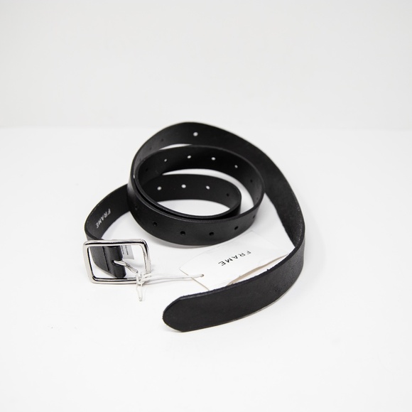 NEW Frame Extreme Extended Tab Genuine Leather Belt Black Silver Small main image 4